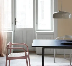 Suspension, Podgy, gris cendre et bouton interrupteur jaune, Ø42cm, H27cm - Please Wait to be Seated