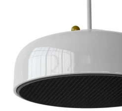 Suspension, Podgy, gris cendre et bouton interrupteur jaune, Ø42cm, H27cm - Please Wait to be Seated