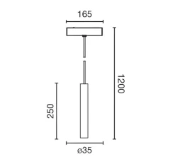 Suspension*Faro Architectural Suspension pour rail encastrable, Neso Top 40°, , LED, dim, 3000K, 444 lm, Ø3,5cm, H25cm - noir