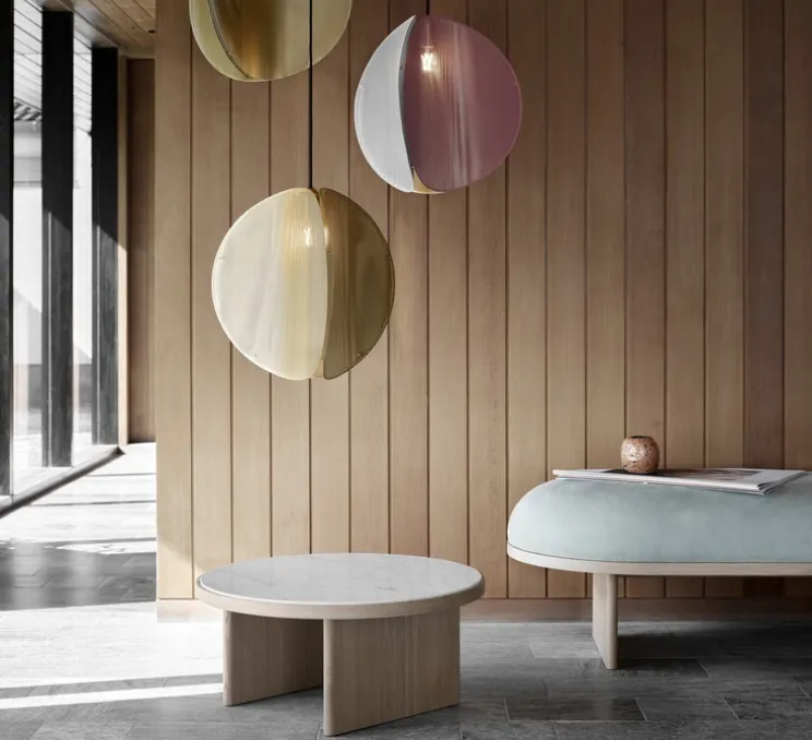 Suspension, Proxima, laiton, gris cendre, rose indien, Ø46cm, H47cm - Please Wait to be Seated