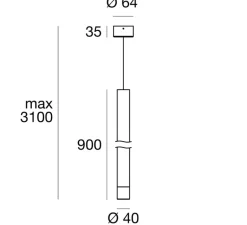 Suspension*Decorative Suspension, Puccini, , LED, 3000K, 484 lm, Ø4cm, H90cm - blanc