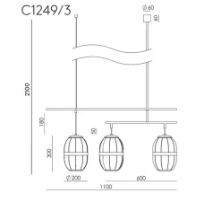 Suspension, Pull, C1249/3, noir mat, dim., L110cm, H48cm - Aromas del Campo