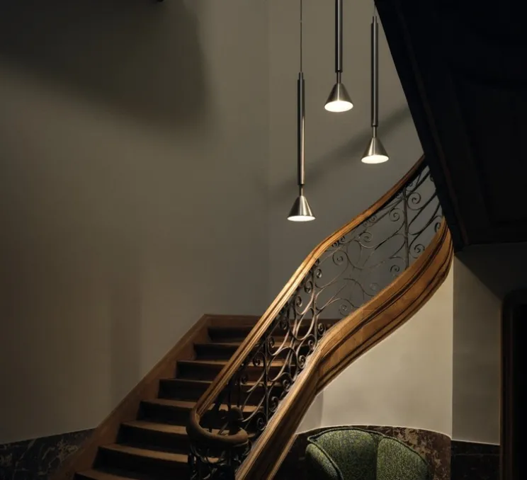 Suspension, Pyl, grande, acier, LED, dim, 2700K, 970 lm, Ø21,6cm, H110cm - Petite Friture