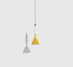 Suspension, Pyl, petite, blanc, jaune, rouge, LED, dim, 2700K, 970 lm, Ø21,6cm, H54cm - Petite Friture