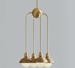 Suspension*Bert frank Suspension, Quadruple, Eos S, , Ø15,7cm, H70cm - Bert franck laiton brossé