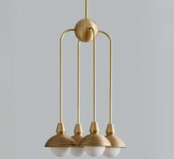 Suspension*Bert frank Suspension, Quadruple, Eos S, , Ø15,7cm, H70cm - Bert franck laiton brossé