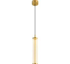Suspension, Quimera, laiton brossé, LED, dim, 2700-3000K, 320 lm, Ø7,6cm, H47cm - SLV