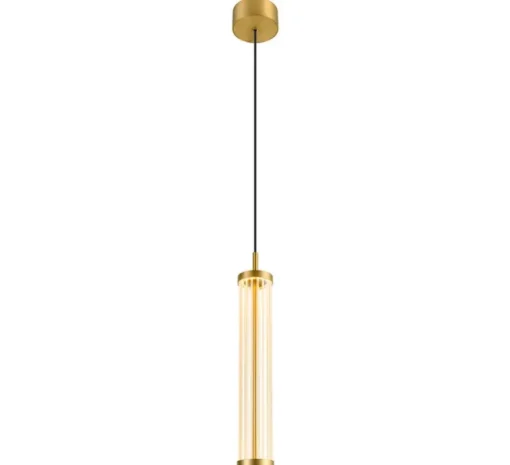 Suspension, Quimera, laiton brossé, LED, dim, 2700-3000K, 320 lm, Ø7,6cm, H47cm - SLV