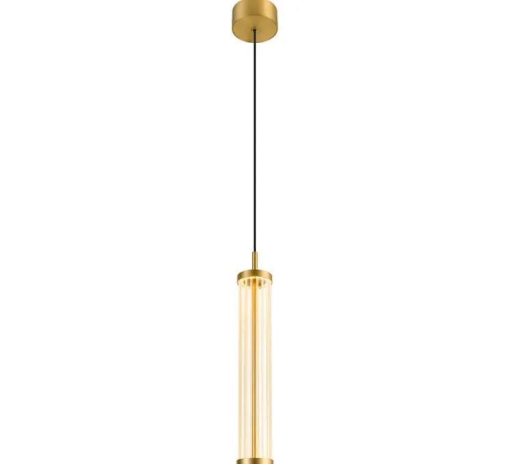 Suspension, Quimera, laiton brossé, LED, dim, 2700-3000K, 320 lm, Ø7,6cm, H47cm - SLV