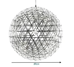 Suspension, Raimond II, R89, câble 10m, acier inoxydable, LED, dim, 2500k, 1744 lm, Ø89cm, H89cm - Moooi