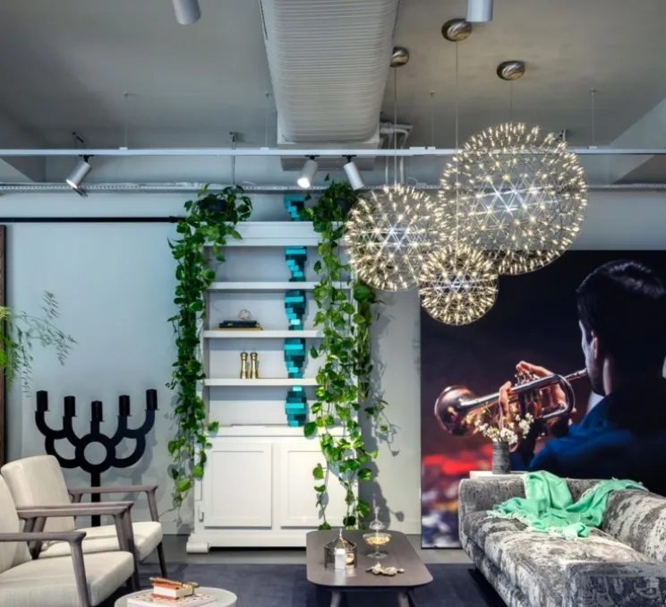 Suspension, Raimond II, R89, câble 10m, acier inoxydable, LED, dim, 2500k, 1744 lm, Ø89cm, H89cm - Moooi