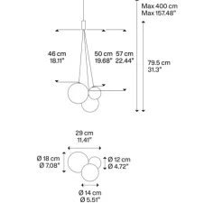 Suspension, Random, blanc givré, LED, dim, 2700K, 450 lm, L29cm, H18cm - Lodes
