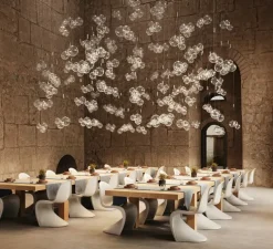 Suspension, Random, blanc givré, LED, dim, 2700K, 450 lm, L29cm, H18cm - Lodes