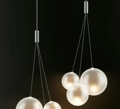 Suspension*Lodes Suspension, Random sans rosace, , LED, dim, 3000K, 480 lm, Ø29cm, H79,5cm - chrome, blanc givré