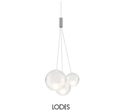 Suspension*Lodes Suspension, Random sans rosace, , LED, dim, 3000K, 480 lm, Ø29cm, H79,5cm - chrome, blanc givré