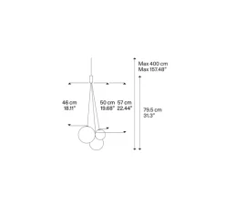Suspension*Lodes Suspension, Random sans rosace, , LED, dim, 3000K, 480 lm, Ø29cm, H79,5cm - chrome, blanc givré