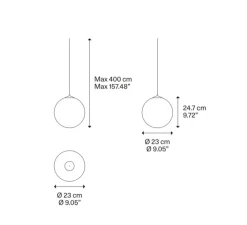 Suspension*Lodes Suspension, Random solo 23 sans rosace, , LED, dim, 3000K, 160 lm, Ø23cm, H23,7cm - blanc givré