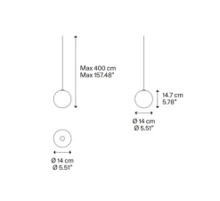 Suspension*Lodes Suspension, Random solo 14 sans rosace, , LED, dim, 3000K, 160 lm, Ø14cm, H14,7cm - transparent
