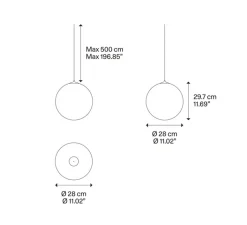 Suspension*Lodes Suspension, Random solo 28 sans rosace, , LED, dim, 3000K, 160 lm, Ø28cm, H28,7cm - transparent
