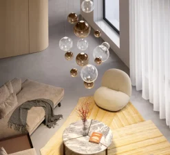 Suspension*Lodes Suspension, Random solo 28 sans rosace, , LED, dim, 3000K, 160 lm, Ø28cm, H28,7cm - transparent