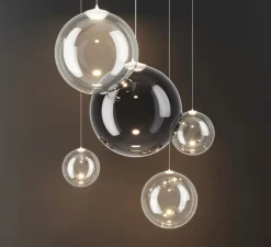 Suspension*Lodes Suspension, Random solo 18 sans rosace, , LED, dim, 3000K, 160 lm, Ø18cm, H18,7cm - transparent