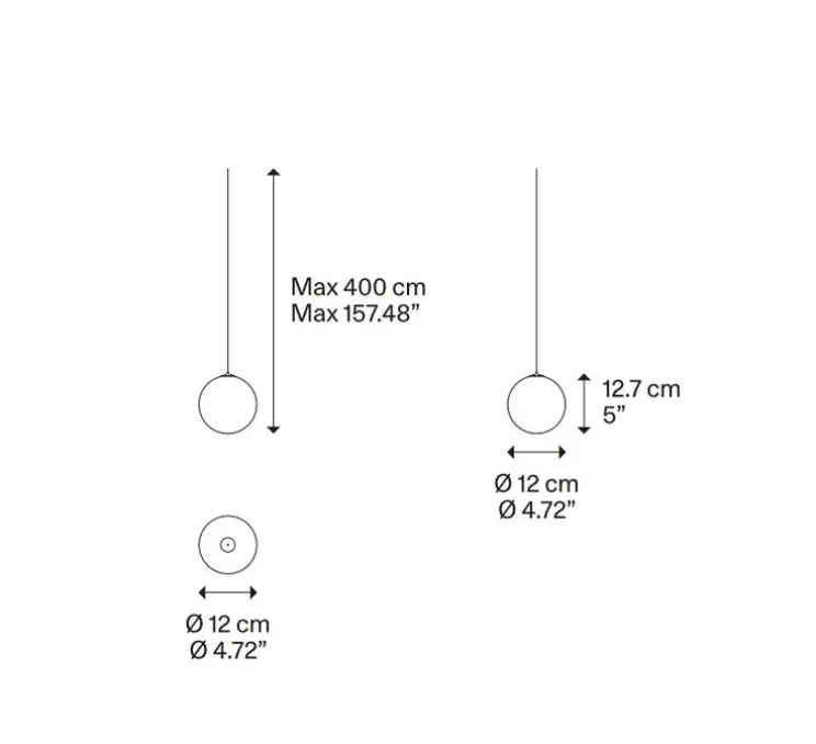 Suspension, Random solo 12sans rosace, blanc givré, LED, dim, 3000K, 160 lm, Ø12cm, H12,7cm - Lodes