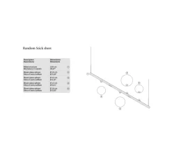 Suspension*Lodes Suspension, Random Stick Short, , LED, dim, 2700K, 1500 lm, L100cm, H2cm - gris fumé, cristal et chrome, tube laiton