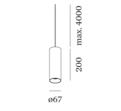 Suspension*Wever&Ducré Suspension, Ray 2.0, , LED, dim, 2000-3000K, 570 lm, Ø6,7cm, H20cm - noir