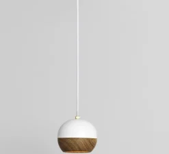 Suspension*Mater Suspension, Ray M, , Ø15,3cm, H15,3cm - bois, chêne, métal, blanc