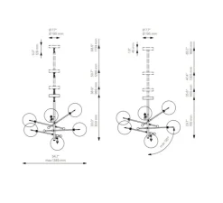 Suspension*Schwung Suspension, RD15 6 Arms, , Ø138,9cm, H83,9cm - laiton