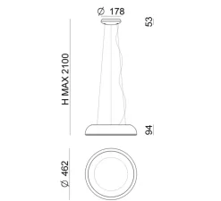 Suspension*Stilnovo Suspension, Reflexio, , LED, dim, 3000K, 3430 lm, Ø46,2cm, H9,4cm - Blanc gaufré