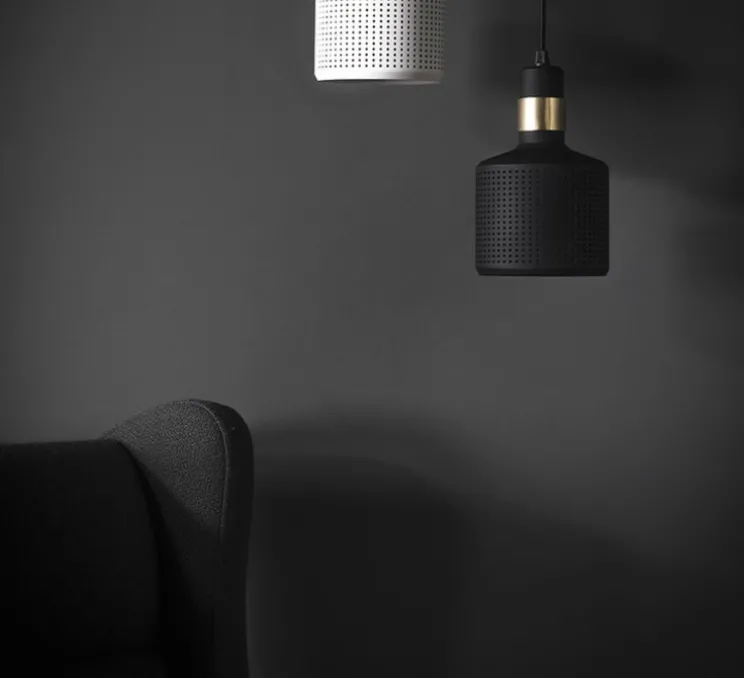 Suspension, Riddle, noir mat, laiton, Ø12cm, H19cm - Bert Frank