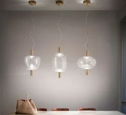 Suspension*Vistosi Suspension, Riflesso 1, , LED, dim, 2700k, 1500 lm, Ø36cm, H45cm - transparent, laiton