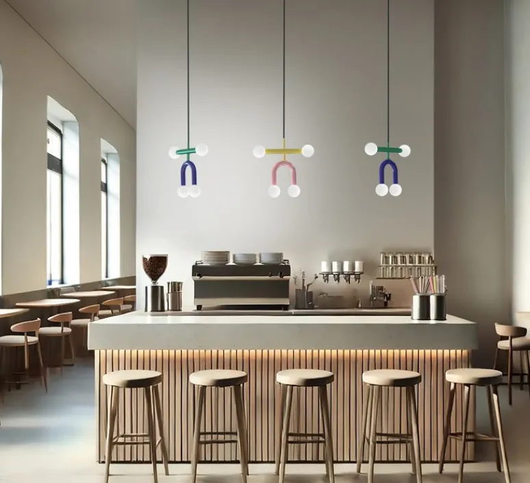 Suspension*Robin Suspension, Rigoberta duo super curved, vert trafic, bleu outremer, L49,5cm, H42cm - vert trafic et bleu outremer