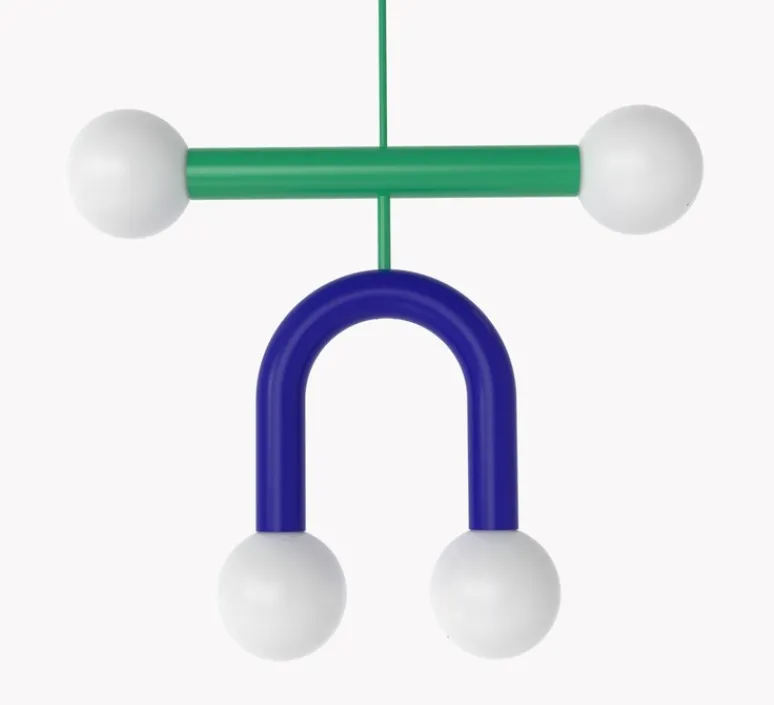 Suspension*Robin Suspension, Rigoberta duo super curved, vert trafic, bleu outremer, L49,5cm, H42cm - vert trafic et bleu outremer