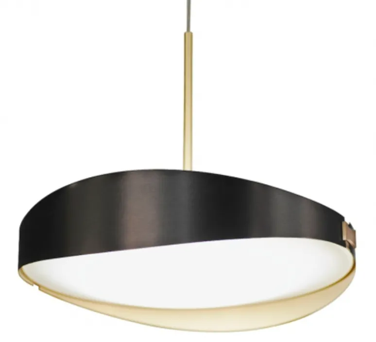 Suspension*CVL Suspension, Ring, cable textile, graphite satiné et laiton satiné, LED, Ø50cm, H44cm - Noir et laiton