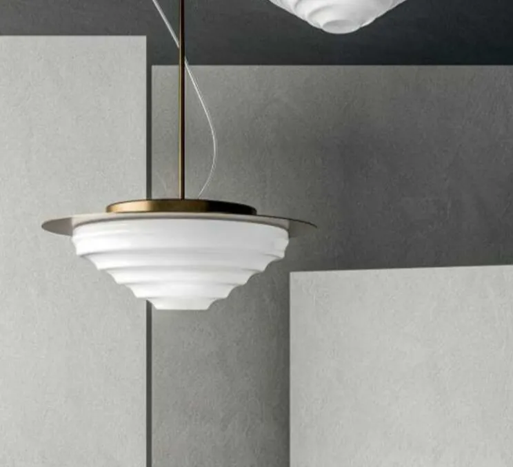 Suspension, Ripple, Brun, verre blanc brillant, LED, 3000K, 1280 lm, Ø49cm, H18cm - MM Lampadari