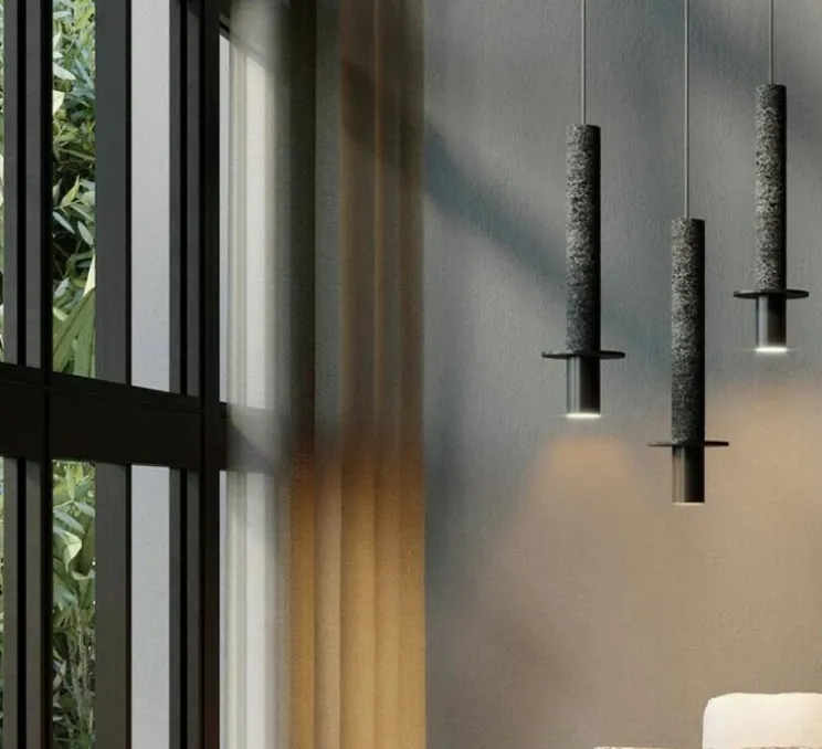 Suspension, Rita , béton, noir mat, Ø6cm, H41cm - Robin