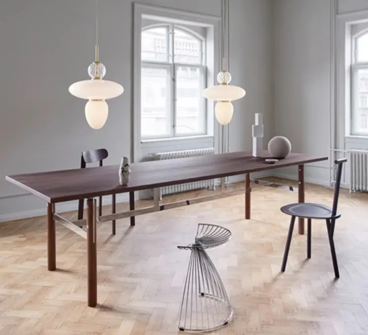 Suspension, Rizzatto 43, laiton satiné, opal, Ø40cm, H62,6cm - Nuura