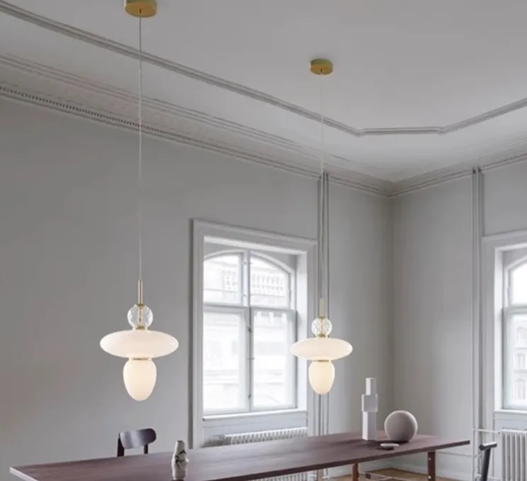 Suspension, Rizzatto 43, laiton satiné, opal, Ø40cm, H62,6cm - Nuura