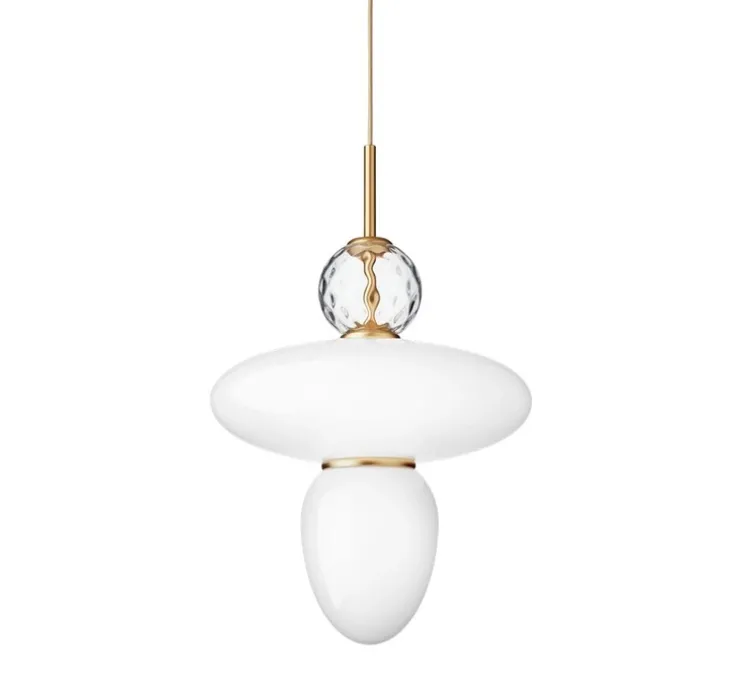 Suspension, Rizzatto 43, laiton satiné, opal, Ø40cm, H62,6cm - Nuura