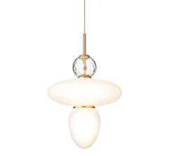 Suspension, Rizzatto 43, laiton satiné, opal, Ø40cm, H62,6cm - Nuura