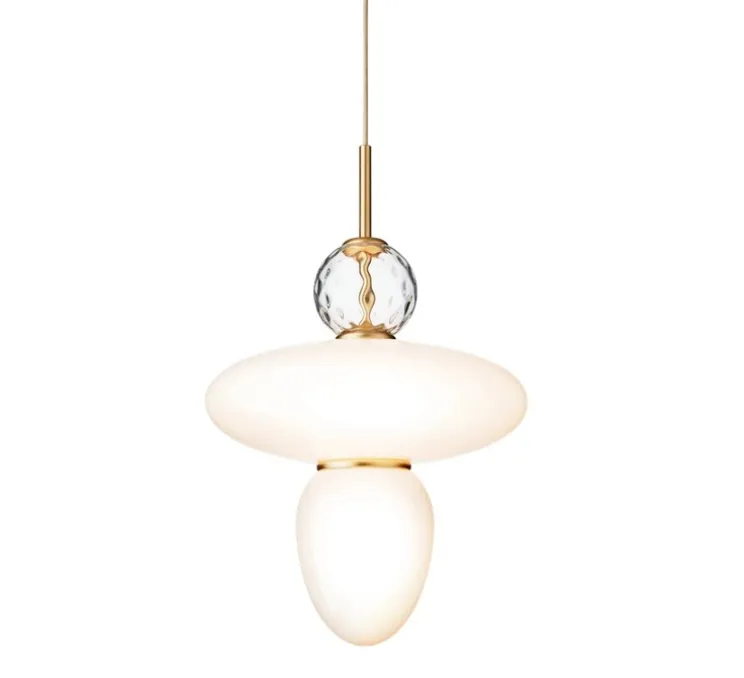 Suspension, Rizzatto 43, laiton satiné, opal, Ø40cm, H62,6cm - Nuura