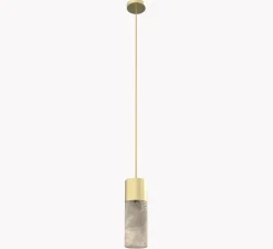 Suspension*Robin Suspension, Rock, laiton, Albâtre, Ø9cm, H22cm - Albâtre, laiton