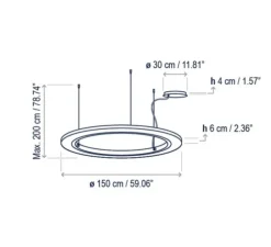 Suspension, Roda S/150, crème, LED, dim, 2700K, 2910 lm, Ø150cm, H6cm - Bover