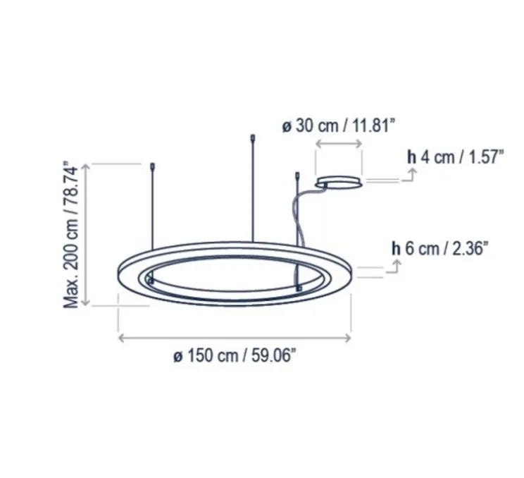 Suspension, Roda S/150, crème, LED, dim, 2700K, 2910 lm, Ø150cm, H6cm - Bover