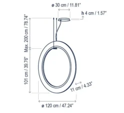 Suspension, Roda S/120/V, blanc, LED, dim, 2700K, 2160 lm, L120cm, H120cm - Bover