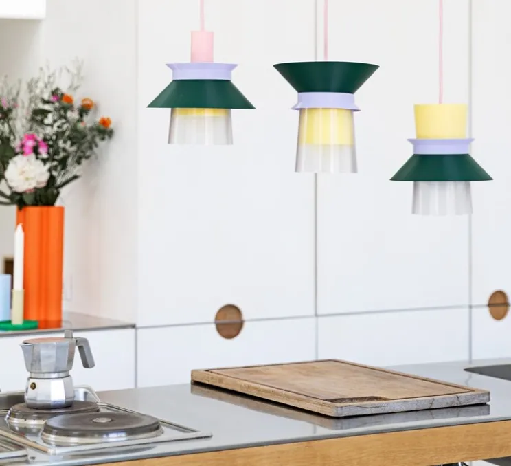 Suspension, Romi, rose, vert, jaune, Ø20cm, H22cm - Warren & Laetitia