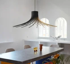 Suspension*Piatoni Suspension, ROTOND L, , Ø100cm, H30cm - noir, bouleau