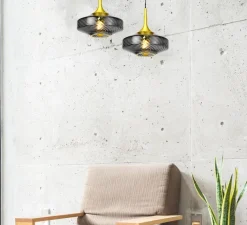 Suspension*Elements lighting Suspension, ROXANNE, , Ø28cm, H15cm - graphite doré